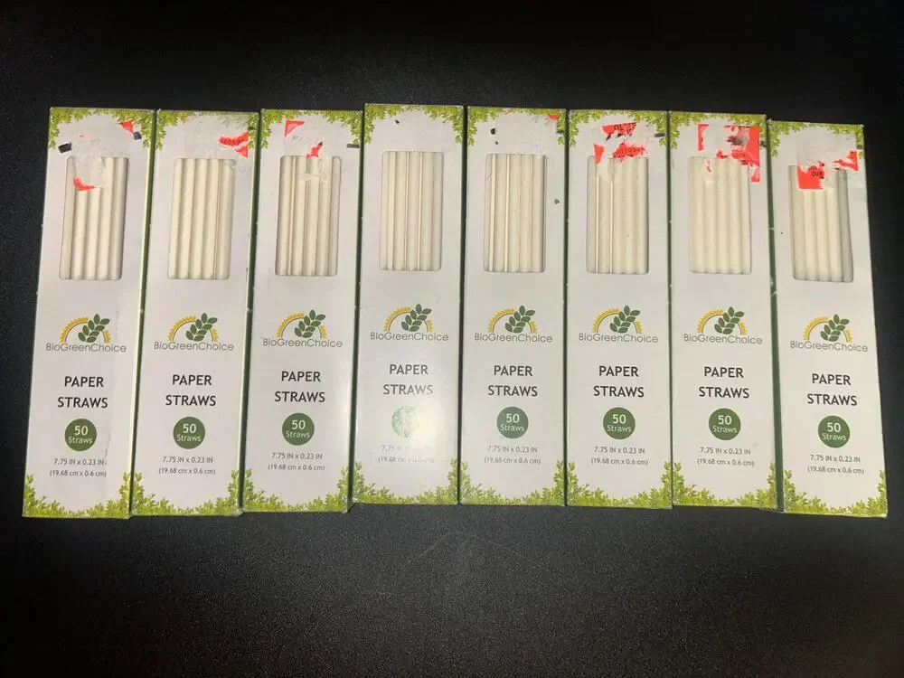 New 8 Packs 400 Total BioGreenChoice Paper Straws 7.75